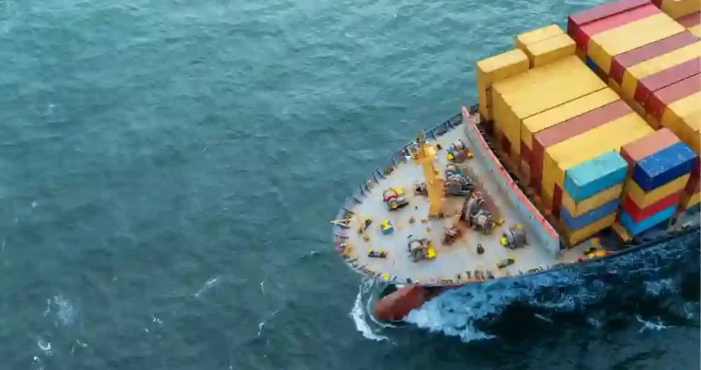 containers fell into the sea